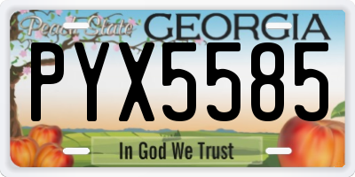 GA license plate PYX5585