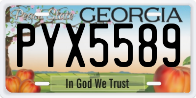GA license plate PYX5589