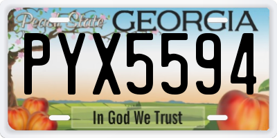 GA license plate PYX5594
