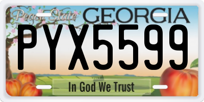 GA license plate PYX5599