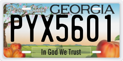 GA license plate PYX5601