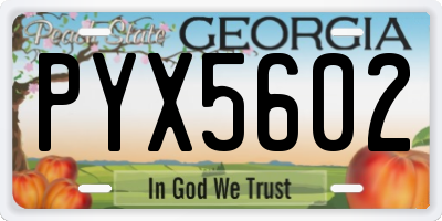GA license plate PYX5602