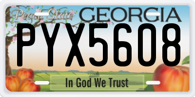 GA license plate PYX5608