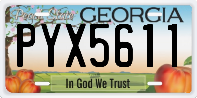 GA license plate PYX5611