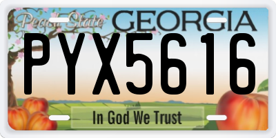 GA license plate PYX5616