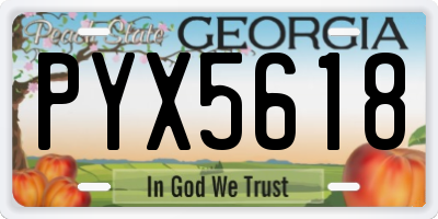 GA license plate PYX5618
