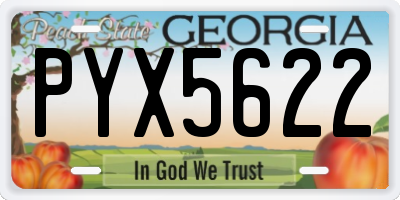GA license plate PYX5622