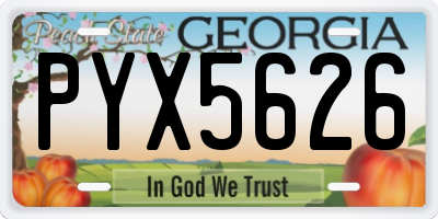 GA license plate PYX5626