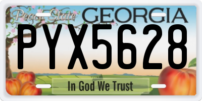 GA license plate PYX5628