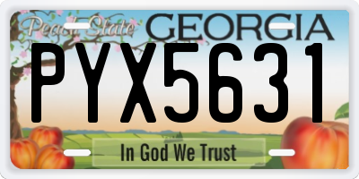 GA license plate PYX5631