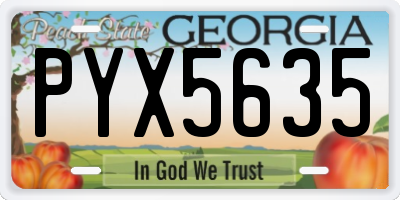 GA license plate PYX5635