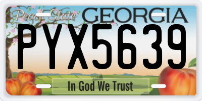 GA license plate PYX5639