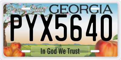 GA license plate PYX5640