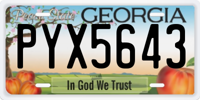 GA license plate PYX5643