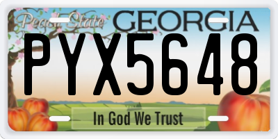 GA license plate PYX5648