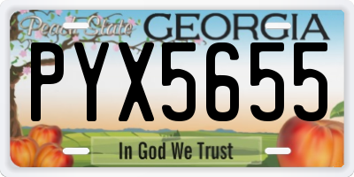 GA license plate PYX5655
