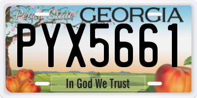 GA license plate PYX5661