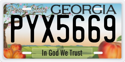 GA license plate PYX5669