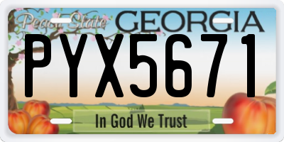 GA license plate PYX5671