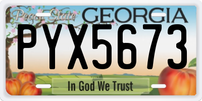 GA license plate PYX5673