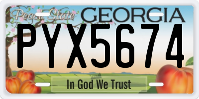 GA license plate PYX5674