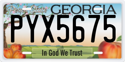 GA license plate PYX5675
