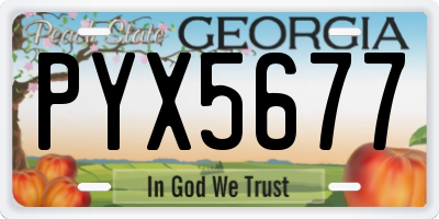GA license plate PYX5677