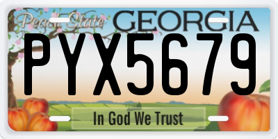 GA license plate PYX5679
