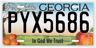 GA license plate PYX5686