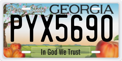 GA license plate PYX5690