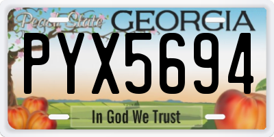 GA license plate PYX5694