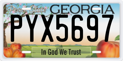 GA license plate PYX5697