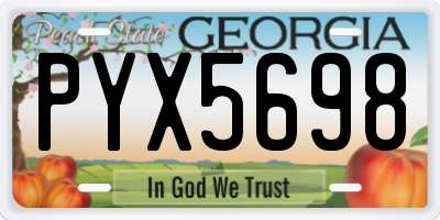 GA license plate PYX5698