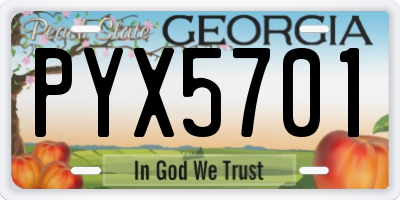 GA license plate PYX5701