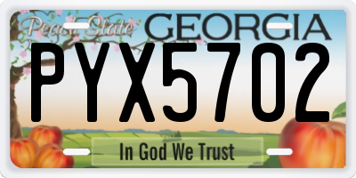 GA license plate PYX5702