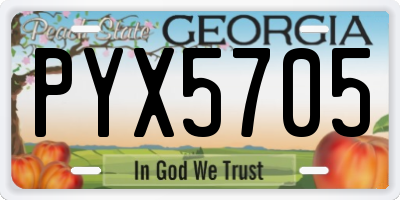 GA license plate PYX5705