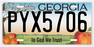 GA license plate PYX5706