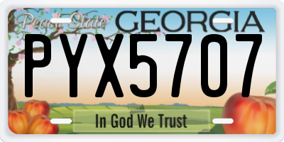 GA license plate PYX5707