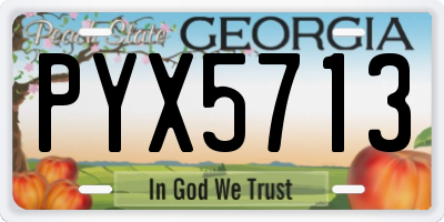 GA license plate PYX5713