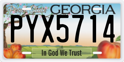 GA license plate PYX5714