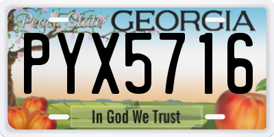 GA license plate PYX5716