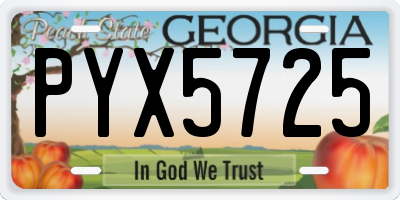 GA license plate PYX5725