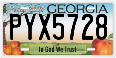 GA license plate PYX5728