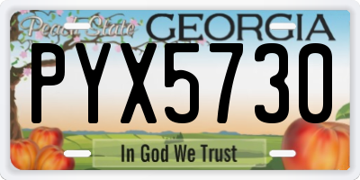 GA license plate PYX5730