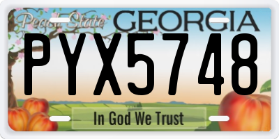 GA license plate PYX5748
