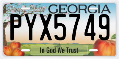 GA license plate PYX5749