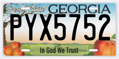 GA license plate PYX5752