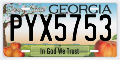 GA license plate PYX5753