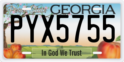 GA license plate PYX5755