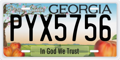 GA license plate PYX5756